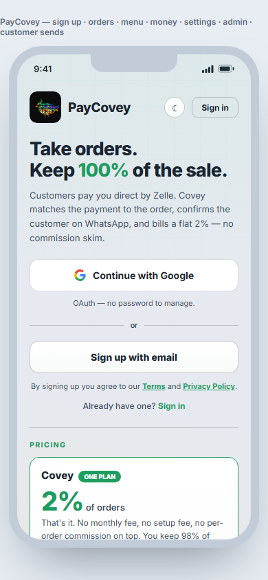 Covey owner dashboard preview